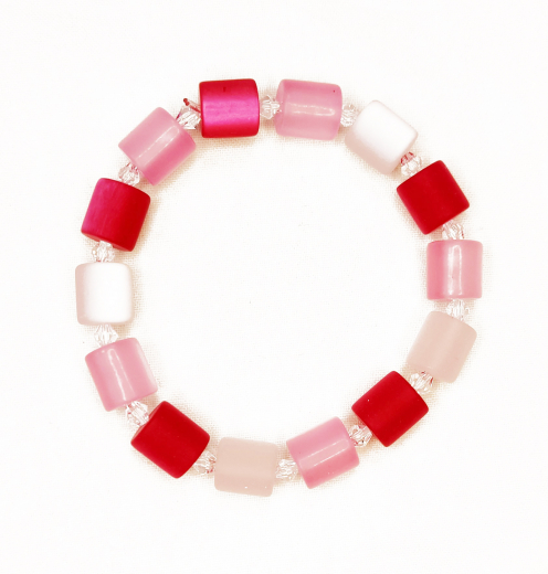 AHW1013- 1 Armband wunderschöner Blickfang rot,rosa,weiß Walzen10x10