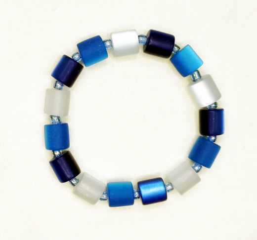 AHW1017- 1 Armband wunderschöner Blickfang blau,blau,weiß Walzen10x10