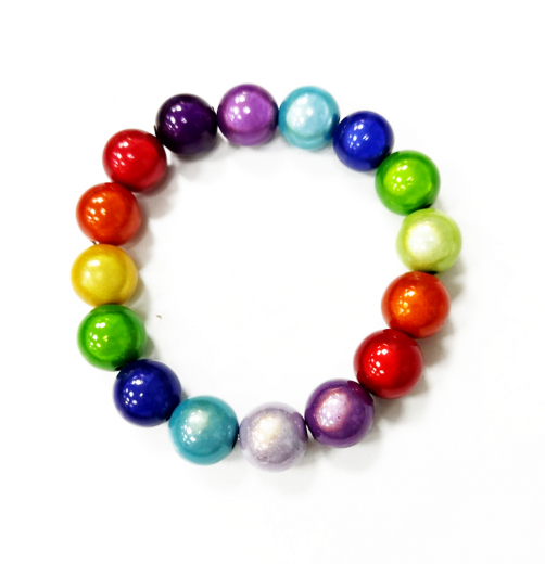 ABMP1201- 1 Armband aus Magicperlen mit 3D Effekt Regenbogen 12mm