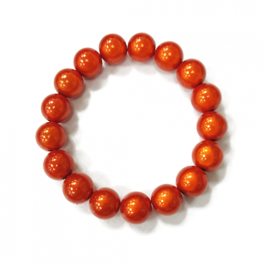 ABMP1232- 1 Armband aus Miracle Pearls, Magic  Perlen Orange 12mm