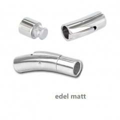 VS8304M- 10  Edelstahl Hebeldruckverschluss für Lederband 4 mm edel matt