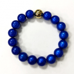 ABMP1226- 1 Armband aus Miracle Pearls, Magic  Perlen royal blau mit goldigem Element 12#