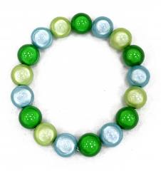 ABMP1238- 1 Armband aus Magic Perlen Emerade Grün, Peridot Grün, Eisblau 12mm